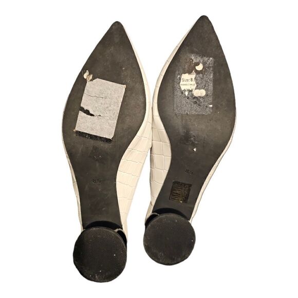 JEFFERY CAMPBELL “Novit” White Leather Croc Pointed Slip-On Mules - Size 8 1/2 - Picture 5 of 8